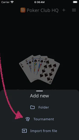 Add new item menu