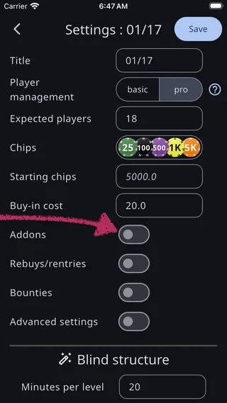Addons switch