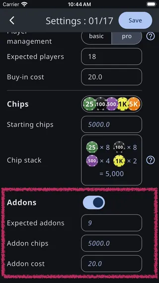 Addon settings