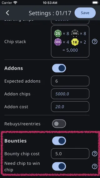 Bounties feature