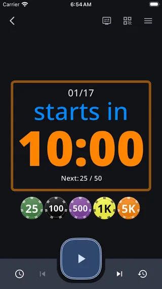 Timer screen paused with pregame countdown