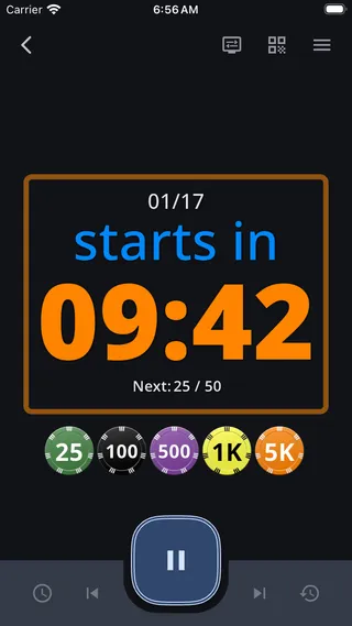 Timer screen running