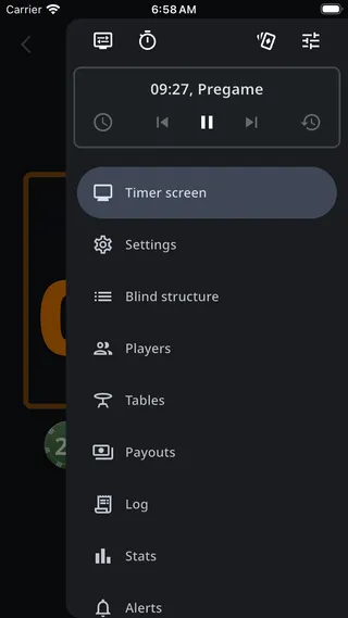 Navigation drawer while timer is running